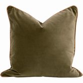 Not So Basic 22" Pillow in Green Velvet & Brown Top Grain Leather 7202-22.OLV/WB (Set of 2)